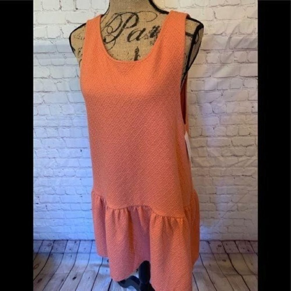 Free People Peach Colored Sz. L Deep Vneck Back Sleeveless Dress Tunic
